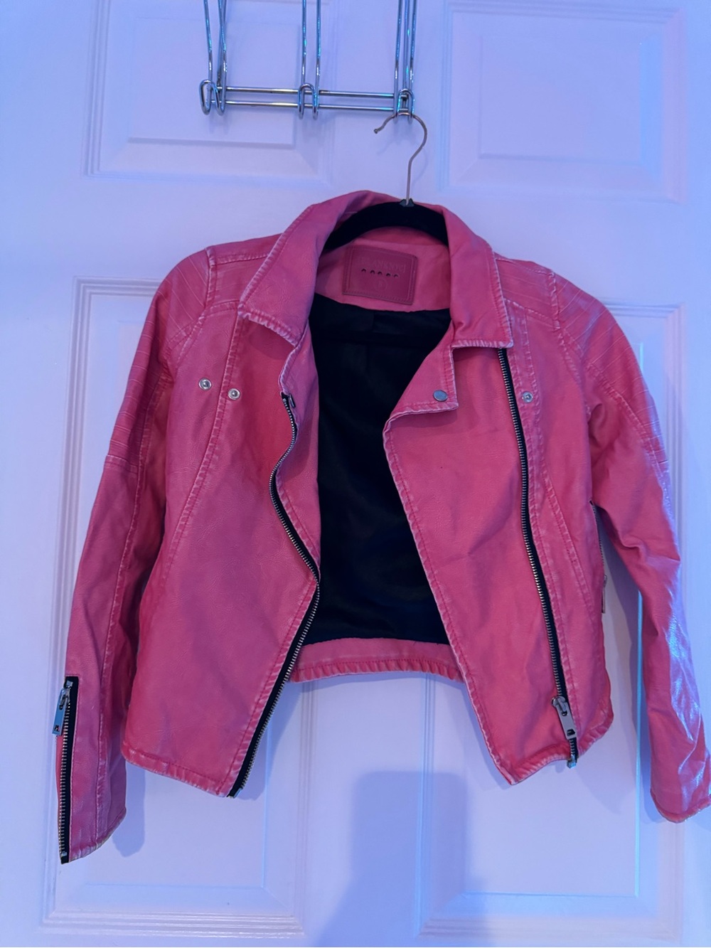 Blank NYC Pink Moto-Style Leather Jacket